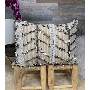 Moroccan Vintage Pillow Wedding Blanket Handira Cushion 03YS00122
